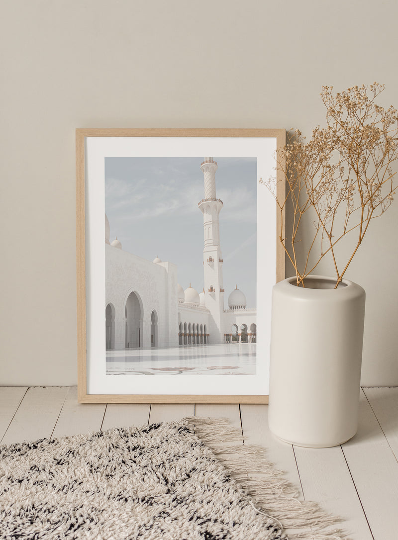 Sky Minaret White Mosque  - Poster