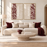 Ensemble de 2 Calligraphies Texture Bordeaux - Composition