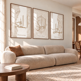 Ensemble de 3 Calligraphies Motif Persan Beige - Composition