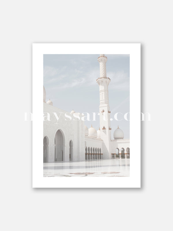 Sky Minaret White Mosque  - Poster