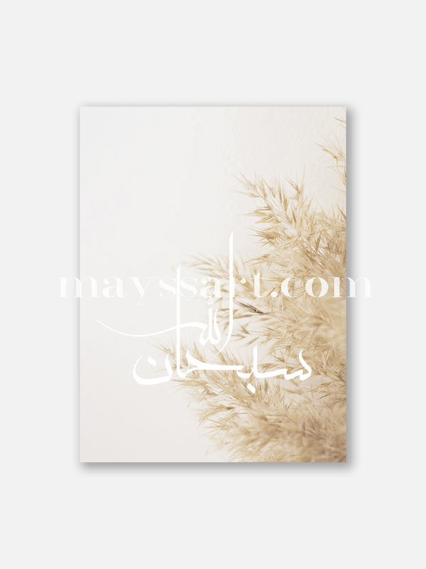 SubhanAllah Calligraphy Soft Pampas - Poster