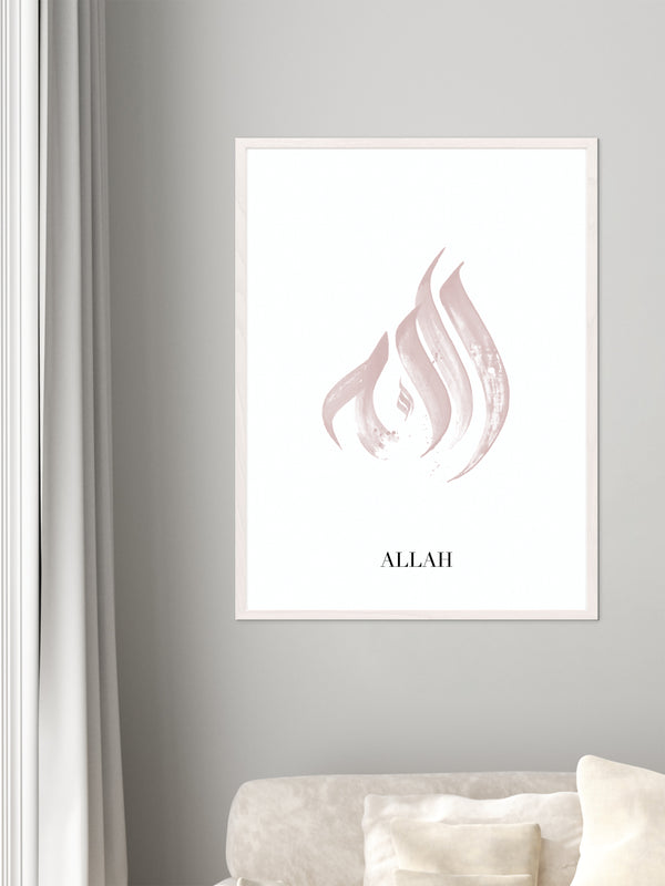 Allah Brush Calligraphy Pink - Poster - Poster