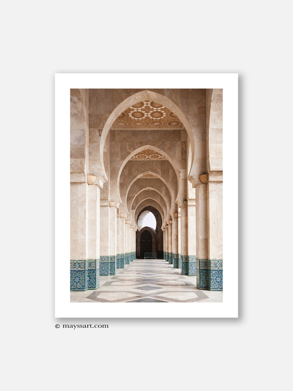 Medina Blue Pillar Corridor - Poster
