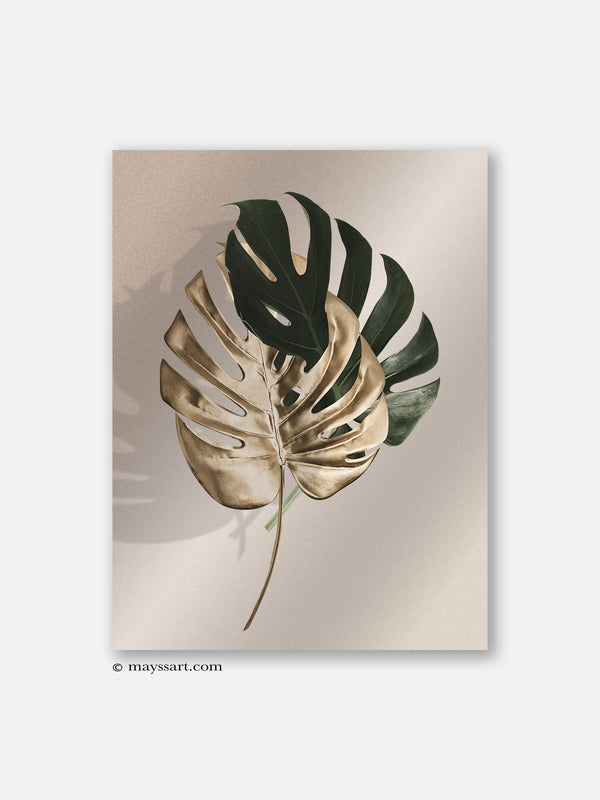 Gold Monstera Leaf - Poster